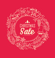 christmas sale wreath poster vector image vector image