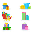 colorful present boxes on white background vector image