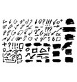 set hand drawn geometric shapes arrows stains vector image