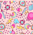 seamless pattern with cartoon fantasy objects vector image