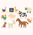 set of cute farm animals horse cow sheep pig vector image