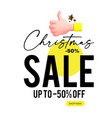 christmas sale design with thumbs up santa hand vector image
