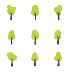Collection of natural green trees icons set Vector Image