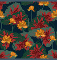 red lotuses with large green leaves on a gentle vector image