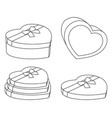 line art black and white heart box set vector image vector image