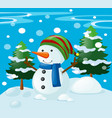 winter scene with snowman in the field vector image