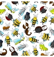 cartoon cute bugs and insects seamless wallpaper vector image