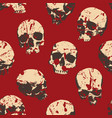 seamless pattern with sinister skulls looking out vector image