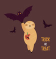 halloween card with funny sloth and bat vector image vector image