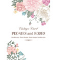 wedding card with roses and peonies vector image