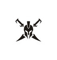 geek spartan warrior helmet sword armor logo vector image