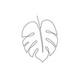 line monstera leaf art one continuous vector image