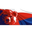 angry bear against and russian flag vector image vector image