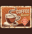 coffee cafe metal plate rusty poster retro sign vector image