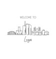 one single line drawing lagos city skyline vector image