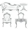 set of classic furniture with ornaments vector image
