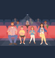 happy family sitting in movie theater or cinema vector image