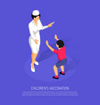 isometric vaccination concept with female doctor vector image vector image