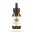realistic brown glass bottle with hemp oil mock vector image