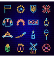 ukraine country neon icons vector image vector image