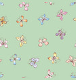 seamless background various drawn butterflies vector image