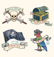 set of engraved hand drawn old labels or badges vector image vector image