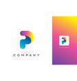 p logo letter with rainbow vibrant beautiful vector image