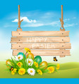 easter holiday background with colorful eggs vector image vector image