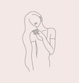 minimalist style portrait line woman vector image