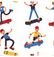 boy on skateboard skateboarder seamless pattern vector image vector image