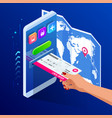 isometric airline or bus train tickets online vector image vector image
