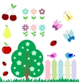 set of flowers fruits butterflies birds vector image vector image