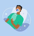 oxygen therapy for covid19 patient in mask vector image