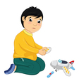 boy with his broken toy vector image