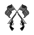 crossed revolvers with american flag design vector image vector image