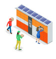 isometric pack station the chain autonomous vector image