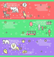 thin line art zoo web banner template set vector image