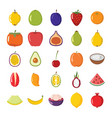 set of colorful cartoon fruit icons vector image