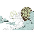 hot air balloons in the clouds sky background vector image vector image