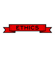 vintage red color label banner with word ethics vector image vector image
