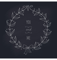 hand drawn wedding wreath on chalkboard vector image vector image