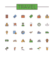 colored travel line icons vector image
