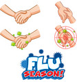 flu season font design with virus spreads from vector image