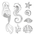 mermaid monochrome cartoon travel tropical vector image
