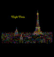 night pariscityscape with eifel tower sketch vector image vector image