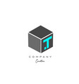t grey cube letter alphabet letter logo icon vector image vector image