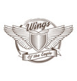 graphic emblem composed wings shield ribbon vector image