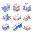 mall store isometric buildings shop exterior vector image