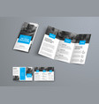 tri-fold brochure template with blue rectangular vector image vector image