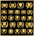 golden shields and laurel wreaths collection vector image vector image